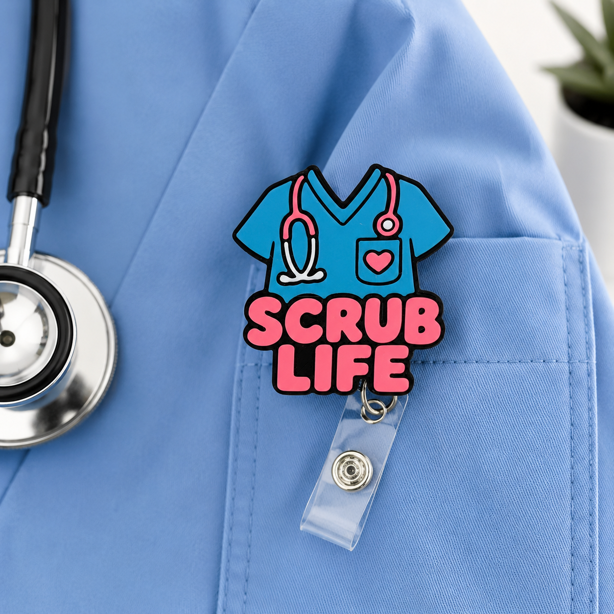 Scrub Life Badge Reel | Nurse Badge Holder | Medical Badge Reel | Healthcare Worker Gift | Scrub Top Badge Reel | Nurse ID Badge Clip