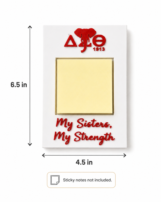 Delta Sigma Theta Inspired Sticky Note Holder | 3D Printed Desk Accessory | DST Office Décor | My Sisters My Strength Note Pad Holder
