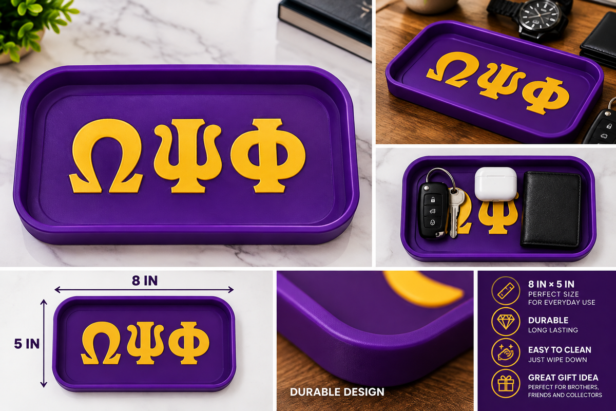 Omega Psi Phi Inspired Purple & Gold Tray