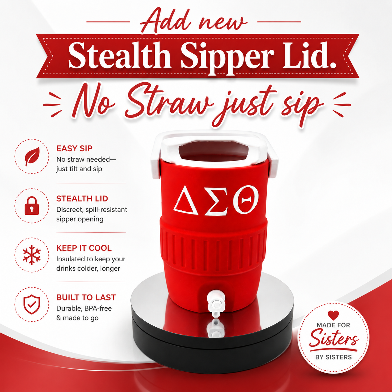 Delta Sigma Theta Mini Water Cooler 3D Printed Can Holder
