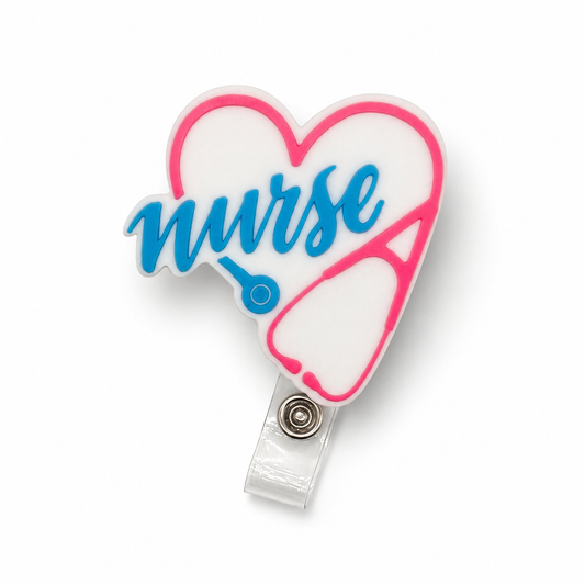 Nurse Badge Reel | Heart Stethoscope Badge Holder | Cute Nurse Gift | RN Badge Reel | Medical ID Holder | Healthcare Worker Gift
