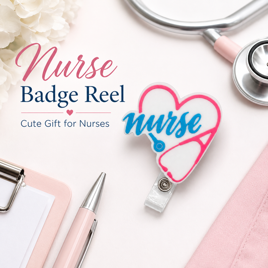 Nurse Badge Reel | Heart Stethoscope Badge Holder | Cute Nurse Gift | RN Badge Reel | Medical ID Holder | Healthcare Worker Gift