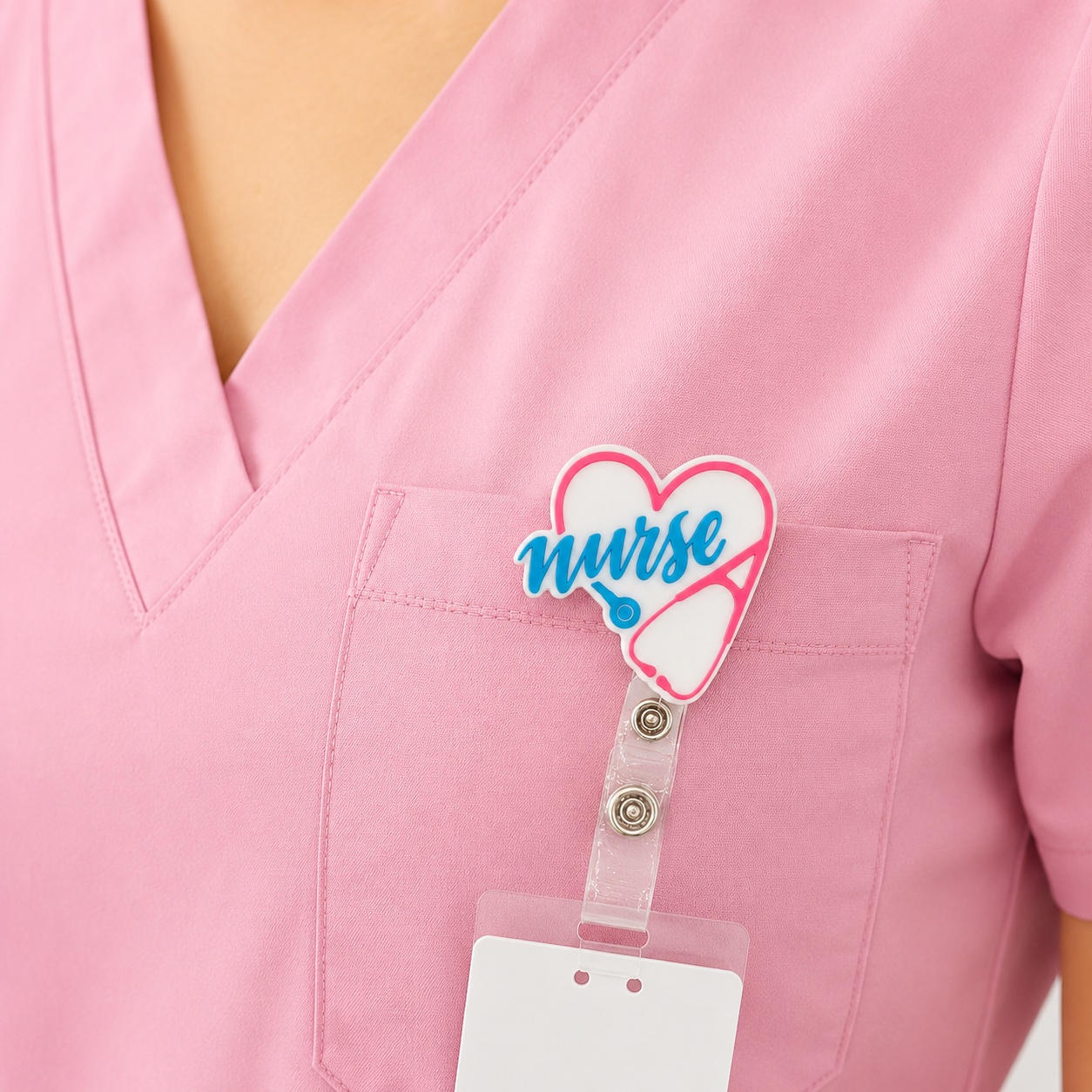 Nurse Badge Reel | Heart Stethoscope Badge Holder | Cute Nurse Gift | RN Badge Reel | Medical ID Holder | Healthcare Worker Gift