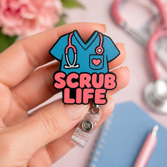 Scrub Life Badge Reel | Nurse Badge Holder | Medical Badge Reel | Healthcare Worker Gift | Scrub Top Badge Reel | Nurse ID Badge Clip
