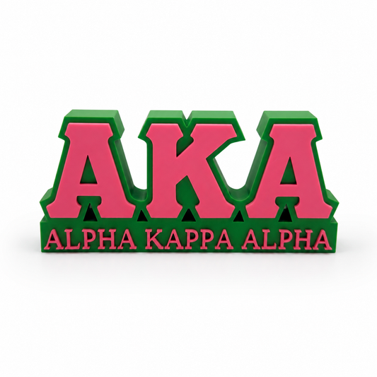 Alpha Kappa Alpha Desk Stand | AKA Sorority Desk Decor | Pink and Green Office Shelf Decor | Soror Gift | 6 in x 3 in