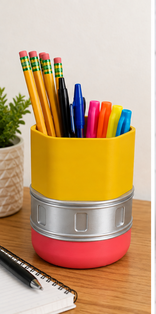 Pencil-Shaped Pen Holder | Colorful 3D Printed Desk Organizer (Teacher Gift)
