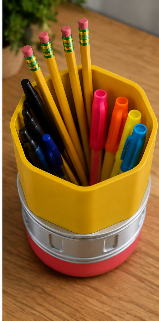 Pencil-Shaped Pen Holder | Colorful 3D Printed Desk Organizer (Teacher Gift)